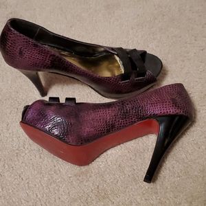 Purple snake print heels